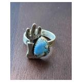 Marked 925 ring. cactus and turquoise