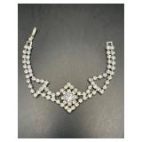 Vintage Clear Rhinestone Silver Tone Bracelet