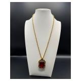 RARE JUDY LEE RUBY RED COLOR pendant chain necklac