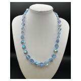 vintage pale blue Aurora Borealis necklace