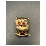 vintage Sarah Coventry 'Professor' owl brooch pin