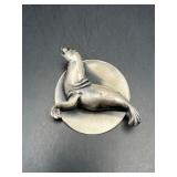 vintage seal-shaped brooch pin