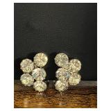 Vintage clear rhinestone clip on earrings