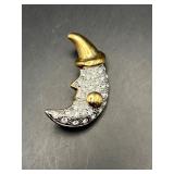 Vintage two tones Roman brooch pin. Half moon.