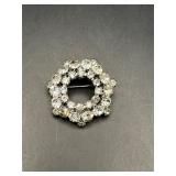 vintage rhinestone wreath or circle brooch Pin