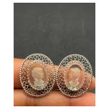Vintage Whiting & Davis cameo Clip On Earrings