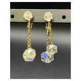 Vintage Aurora Borealis crystal drop earrings