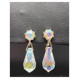 vintage Aurora Borealis crystal dangle earrings