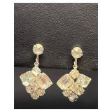 Vintage clear rhinestone clip-on earrings