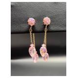 Vintage pink bead dangle earrings
