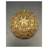 Vintage gold tone domed shape brooch pin.