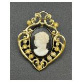 Vintage cameo brooch pin.