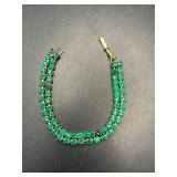 Vintage double strand green rhinestones bracelet