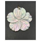 iridescent mother of pearl flower pendant