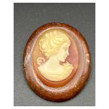 Vintage wood brooch pin