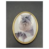 Vintage dog picture cameo brooch pin.