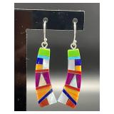 Multi inlay dangling earrings