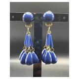 Vintage blue dangling earrings. Hong Kong.