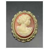 Vintage made in Germany cameo brooch pin.