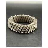 vintage, silver-tone rhinestone expansion bracelet