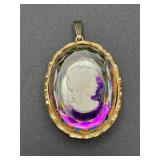 vintage glass intaglio cameo pendant