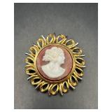 Vintage cameo brooch pin