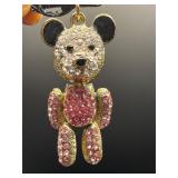 Vintage Pink, clear and black Rhinestone keychain