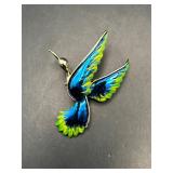 Vintage Gerryï¿½s blue green bird brooch pin.