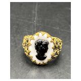 Vintage cameo adjustable ring. Marked W Germany.