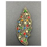 Vintage multicolored rhinestones brooch pin. C