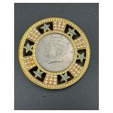 vintage half dollar coin brooch pin