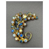 vintage marked Austrian aurora borealis brooch