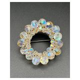 Vintage wreath design brooch pin- aurora borealis