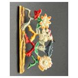 Vintage floral brooch. Appears to be plastic. C