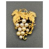Vintage marked ROMA Grape Brooch Pin