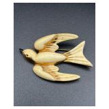 Vintage Coro Pegasus Swallow Dove Bird Brooch Pin