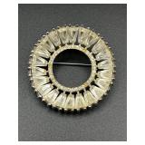 vintage rhinestone circle brooch pin