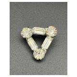 Vintage triangle prong set rhinestones brooch pin.