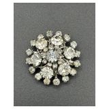 Vintage rhinestones layered print set brooch pin.