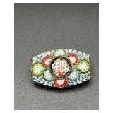 Vintage micro mosaic brooch pin. C clasp.