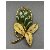 Vintage brooch pin wire filigree leaves