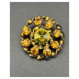 Vintage brooch, center  Rivoli rhinestone