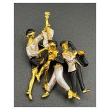 People with Musical instruments brooch pin.