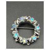 Vintage round circle AB brooch pin
