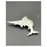 vintage mother-of-pearl swordfish brooch pin