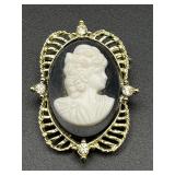 Vintage cameo brooch pin.