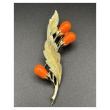Vintage Signed Sarah Cov Gold-Tone Leaf Brooch