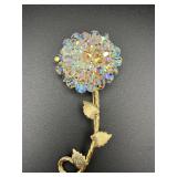 VINTAGE AURORA BOREALIS LARGE FLOWER BROOCH
