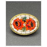 Vintage micro mosaic brooch pin.