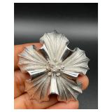 Vintage marked Coro silver tone flower brooch pin.